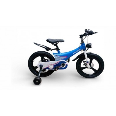 Велосипед дитячий 18 дюймів для дівчинки та хлопчика з додатковими коліщатками та фарою Maraton Cruzzier Super Bird Blue