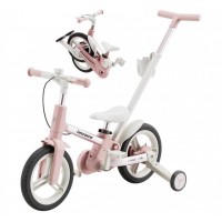 Дитячий велосипед трансформер 12 дюймів 6в1 (біговел з батьківською ручкою, складаний) для дівчинки (Strider)