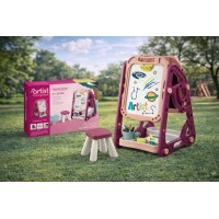 Мольберт дитячий двосторонній (магнітна та для малювання крейдою) зі стільчиком для дівчинки (050-31)