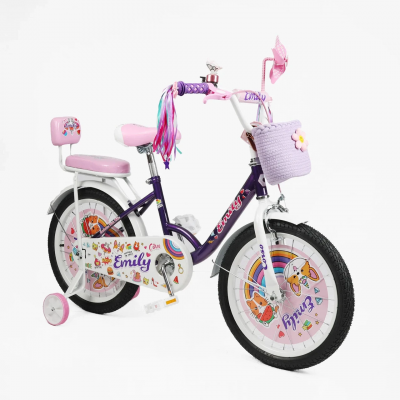 Велосипед дитячий двоколісний 18 дюймів для дівчинки з кошиком Corso Emily (ML-14035)