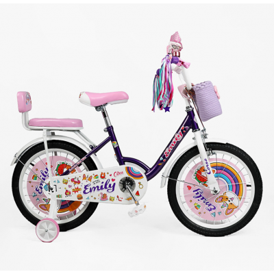 Велосипед дитячий двоколісний 18 дюймів для дівчинки з кошиком Corso Emily (ML-14035) Велосипед дитячий двоколісний 18 дюймів для дівчинки з кошиком Corso Emily (ML-14035)