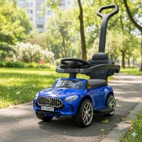 Дитяча каталка-толокар машинка Мерседес з батьківською ручкою (музика, світло) (M 6255EL-4)