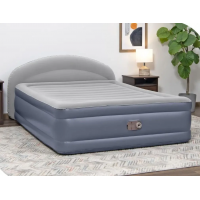 Надувне ліжко матрац велюрове з підголівником і з вбудованим електронасосом Bestway (671BD)