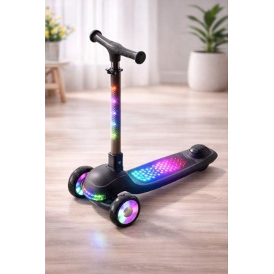 Дитячий триколісний самокат із підсвіткою коліс, деки та з музикою, для хлопчика та дівчинки (складне кермо) Skyper (M-290-34L)