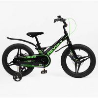 Велосипед дитячий двоколісний магнієвий 18 дюймів (литі диски) з додатковими колесами чорно-зелений Corso Revolt (RV-18006) Велосипед дитячий двоколісний магнієвий 18 дюймів (литі диски) з додатковими колесами чорно-зелений Corso Revolt (RV-18006)