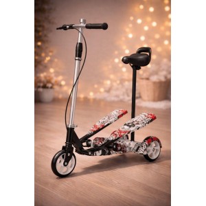 Дитячий триколісний самокат твістер із подвійною платформою та ручним гальмом, для хлопчика та дівчинки, білий (K01)