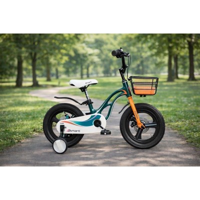 Велосипед дитячий магнієвий 18 дюймів із переднім кошиком і додатковими коліщатками зелений Smart (XP-111-18)