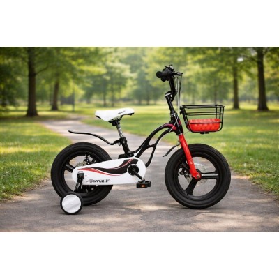 Велосипед дитячий магнієвий 18 дюймів із переднім кошиком і додатковими коліщатками чорний Smart (XP-111-18)