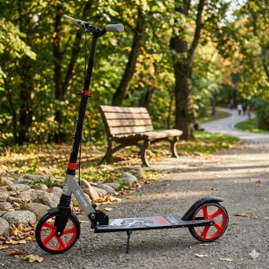Самокат детский складной двухколесный с ручным тормозом серый Best Scooter "SHARK" (SH-25048)
