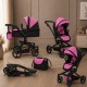 Лялькова коляска-трансформер для ляльок 2в1 малинова Carrello Fortuna (9695 HOT PINK)