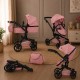 Лялькова коляска-трансформер для ляльок 2в1 рожева Carrello Fortuna (9695 POWDER PINK)
