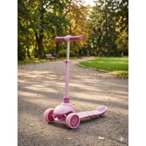 Триколісний самокат дитячий складаний для дівчинки рожевий Best Scooter (J-4266-032)