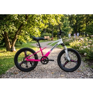 Дитячий спортивний магнієвий велосипед 20 дюймів Shimano 7 швидкостей рожево-білий Corso «Fox 15» (FX-83601)