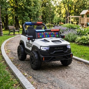 Електромобіль дитяча машина джип Поліція з м'яким сидінням білий (M 6354EBLR-1)