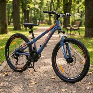 Велосипед спортивный алюминиевый 24 дюйма 21 скорость сине-оранжевый Shimano Profi «Freedom» (FD-2406)