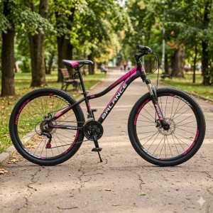 Велосипед спортивний алюмінієвий 26 дюймів 21 швидкість Shimano чорно-рожевий жіночий Profi «Balance» (BL-2605)