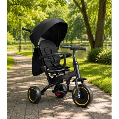 Велосипед-коляска триколісний з ручкою (колясковий велосипед) чорний Tricycle (6171)