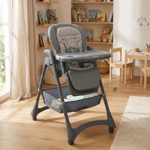 Дитячий класичний стільчик для годування сірий El Camino ME 1177 STEADY Total Gray
