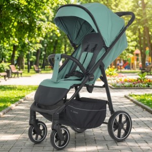 Коляска дитяча прогулянкова з нерегульованою ручкою зелена El Camino Fiji (ME 1113 Frost Green Matt)