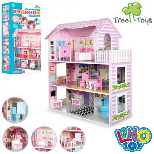 Дом для кукол деревянный кукольный с аксессуарами Limo Toy (MD 1204)