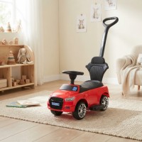 Детская машинка Ауди каталка толокар 2в1 с родительской ручкой красная Bambi M 3503A-3