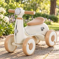 Каталка толокар детская музыкальная с подсветкой бежевая Bambi (M 6525E-13)