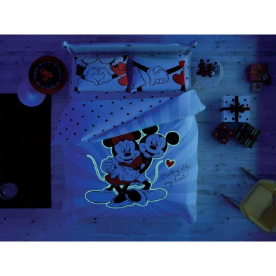 Двуспальный Евро комплект TAC Disney M&M Love Day Ранфорс+светится в темноте