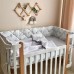 Комплект для новорожденного с защитой и ковдрой MSonya Baby Dream Коты в облаках серые Поплин